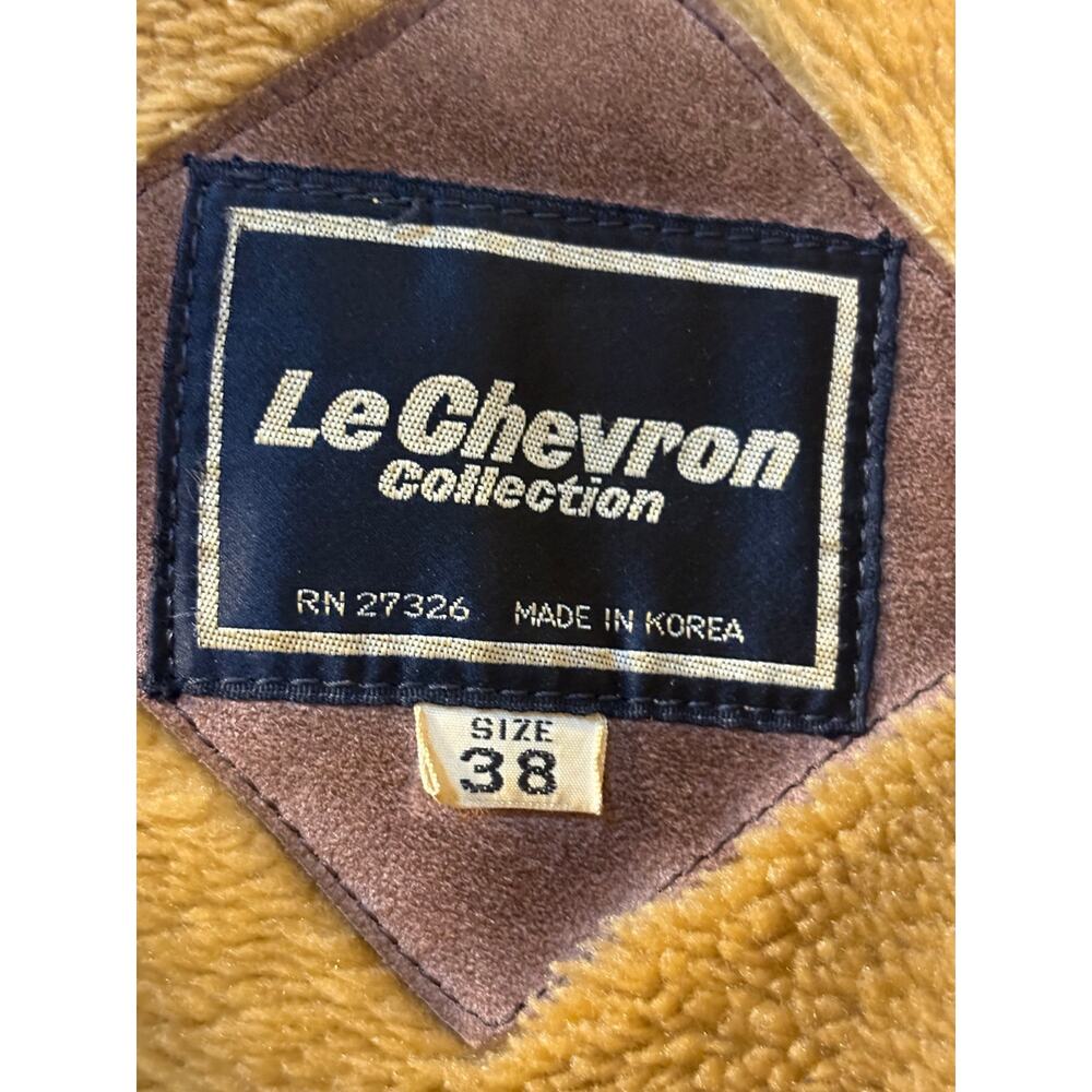 Vintage Brown Leather Faux Shearling Ranch Coat Men’s 38 - Picture 6 of 9